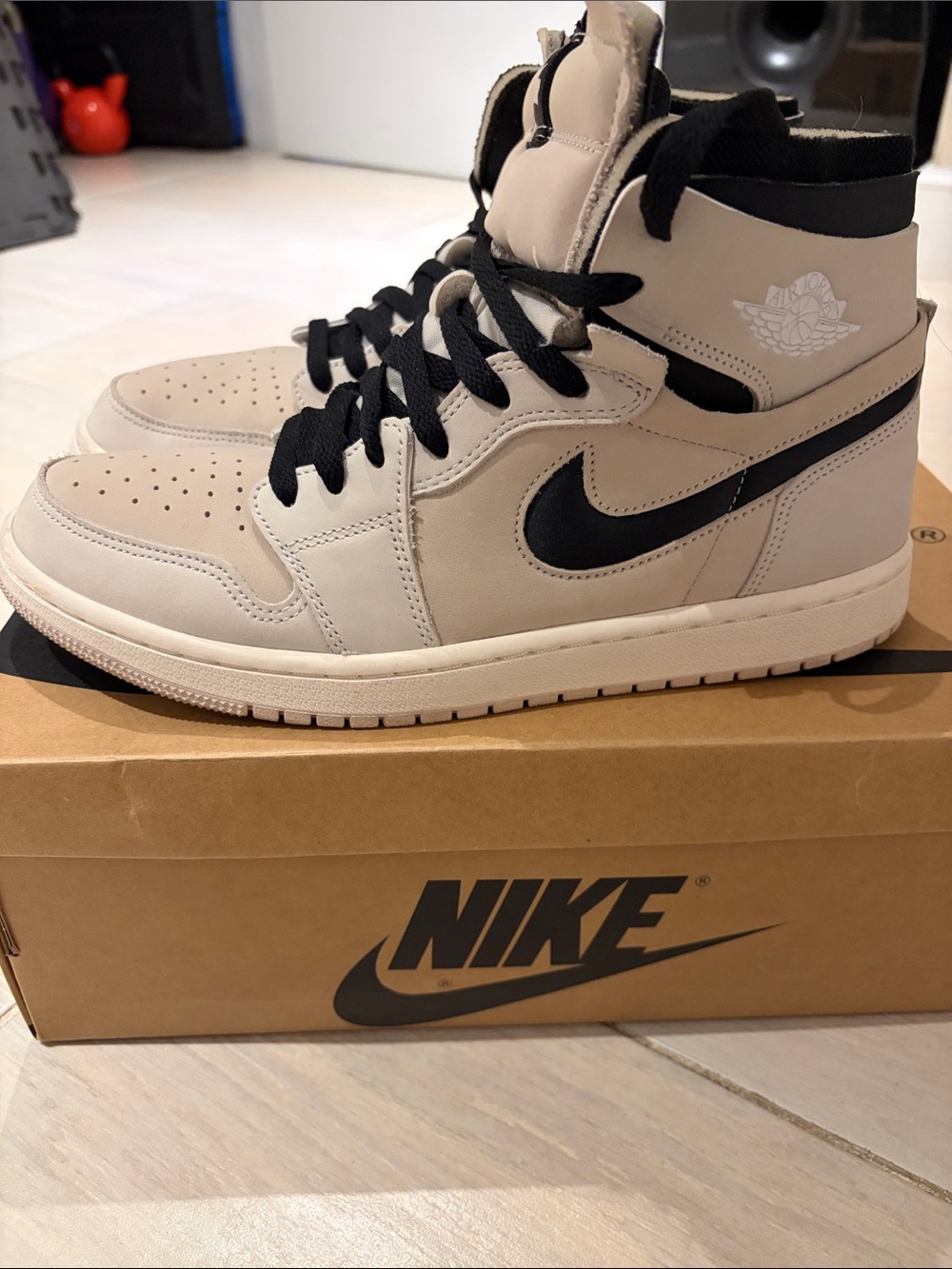 Nike Air Jordan High-Top Sneakers in Beige and Black - Picture 5 of 5